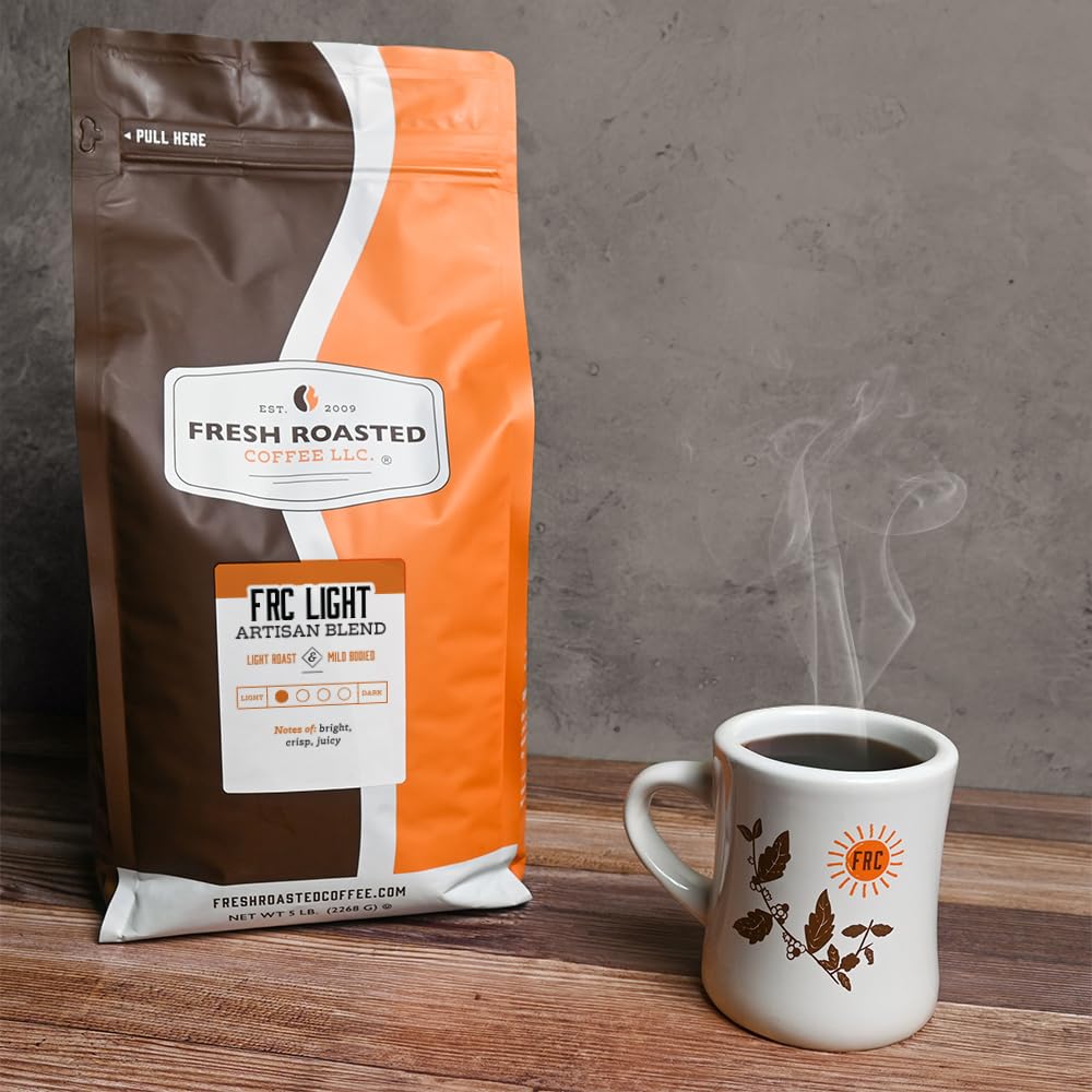 Fresh Roasted Coffee Light Roast Blend, Whole Bean, 5 lb (80 oz), Kosher