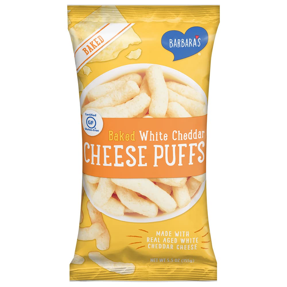 Barbaras Bakery Cheese Puffs, Baked White Cheddar, 5.5 Oz Bag