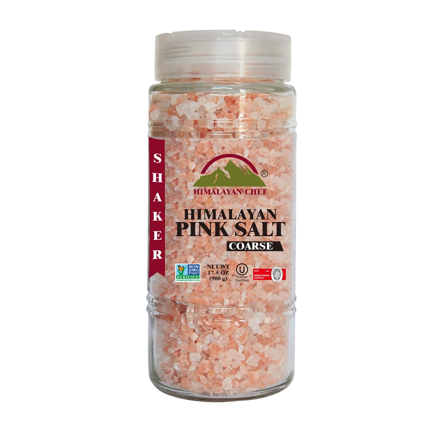 Himalayan Chef Himalayan Pink Salt, Coarse Grain, 17.5oz Glass Jar, Model 5305, Pink