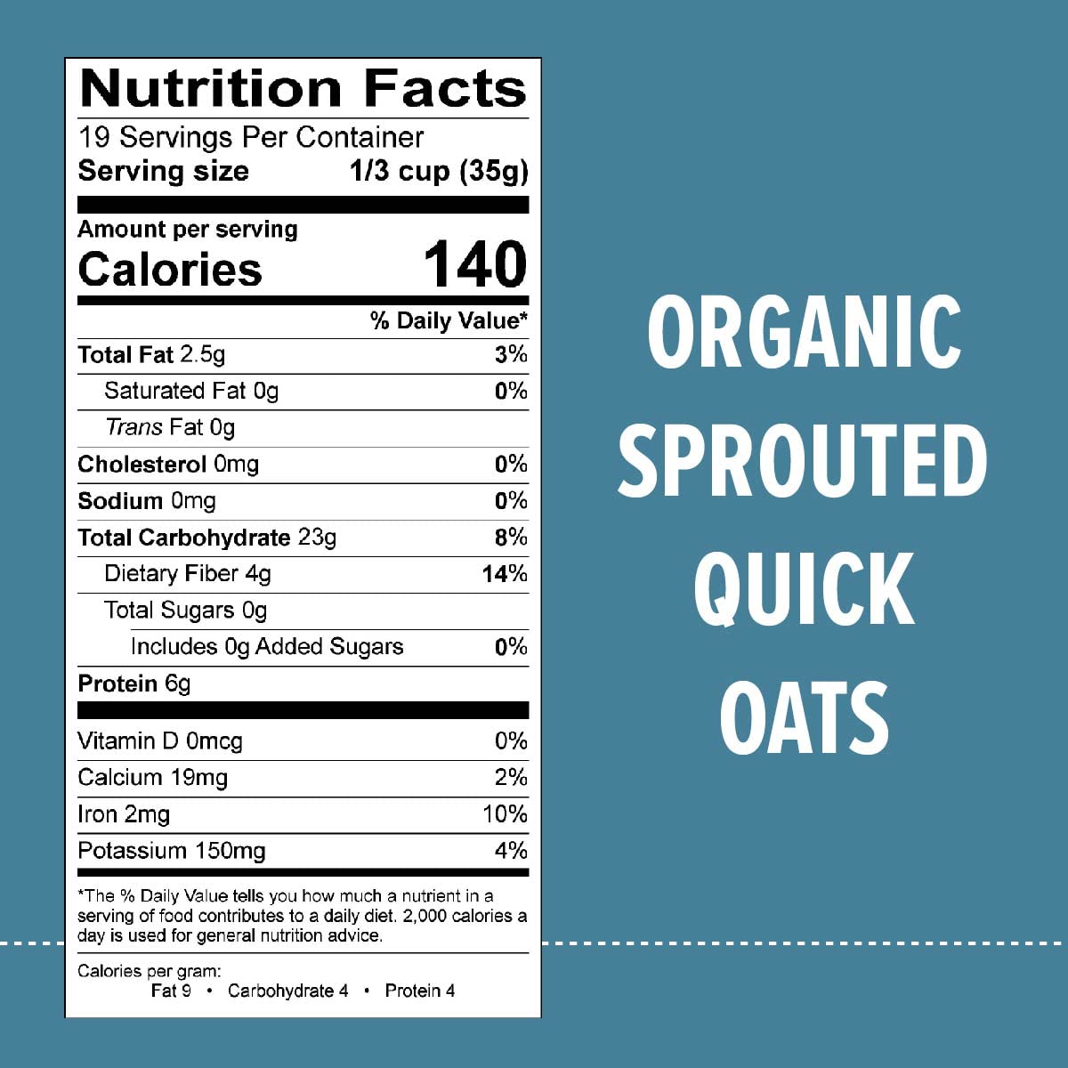 One Degree Organic Foods Sprouted Quick Oats, USDA Organic, Non-GMO Gluten Free Oatmeal, 24 oz., 4 Pack