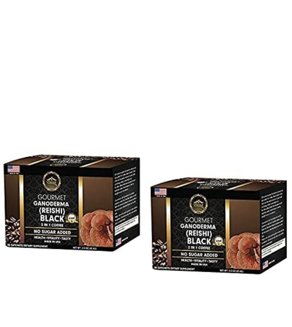 Eternal Gourmet Ganoderma (Reishi) Black Coffee 2 In1 Made In Usa Cafe Negro Con Ganoderma Eternal(2-Pack)
