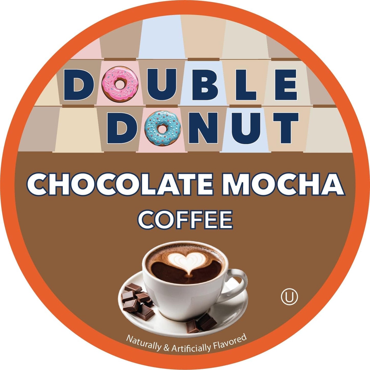 Double Donut Coffee Chocolate Mocha Coffee Pods, Medium Roast, 20 Count, Compatible with Keurig K Cups