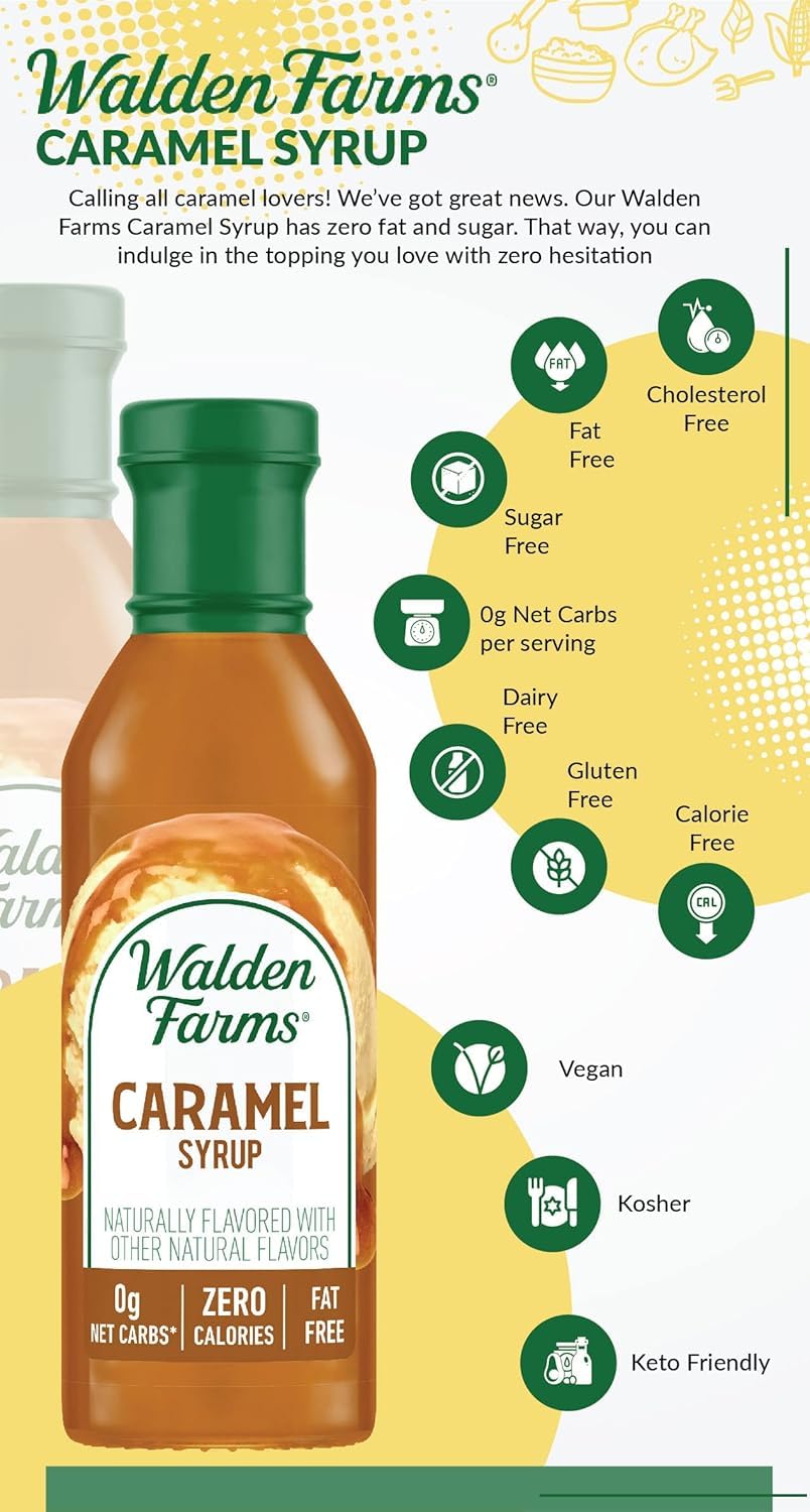Walden Farms Caramel (2 Bottles) Syrup, Sugar Free, Calorie Free, Fat Free, Carb Free, Gluten Free (24 Oz) By Walden Farms