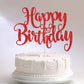 Fmiyuneea Happy Birthday Cake Topper- Glitter Happy Birthday Cake Decor, Handmade Anniversary/Birthday Party Supplies (Red)