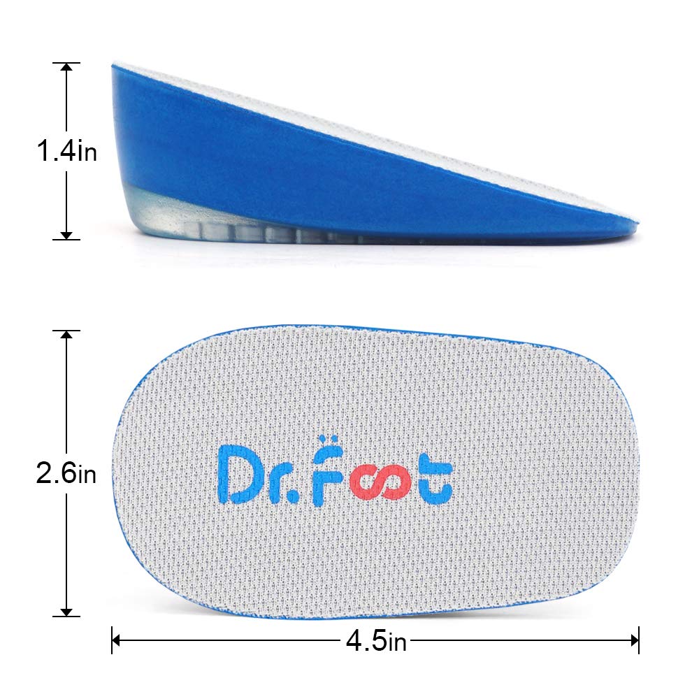 Dr. Foot'S Height Increase Inserts, Gel Heel Lift Insoles, Shoe Lifts Insoles For Leg Length Discrepancies (1.4'' Height)
