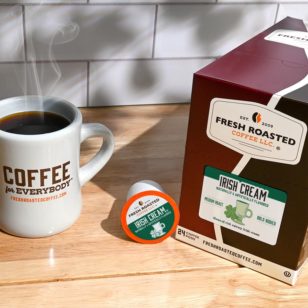 Fresh Roasted Coffee, Irish Cream, Flavored Coffee Pods, 72 Count