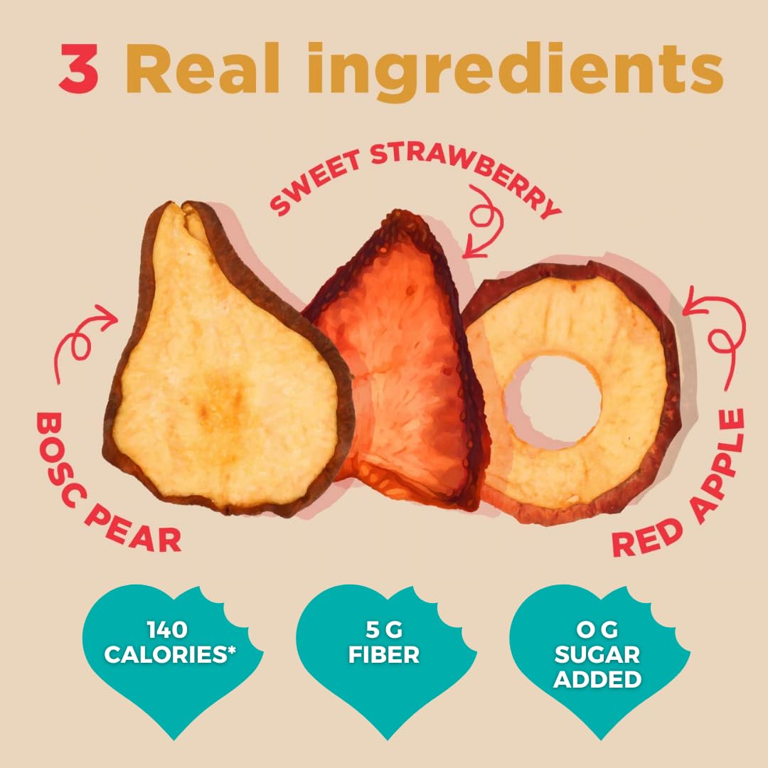 RIND Snacks Dried Fruit Superfood Chewy Snack, Strawberry, Apple & Pear, 3 oz, Gluten Free, Vegan, No Sugar Added, 3 Pack