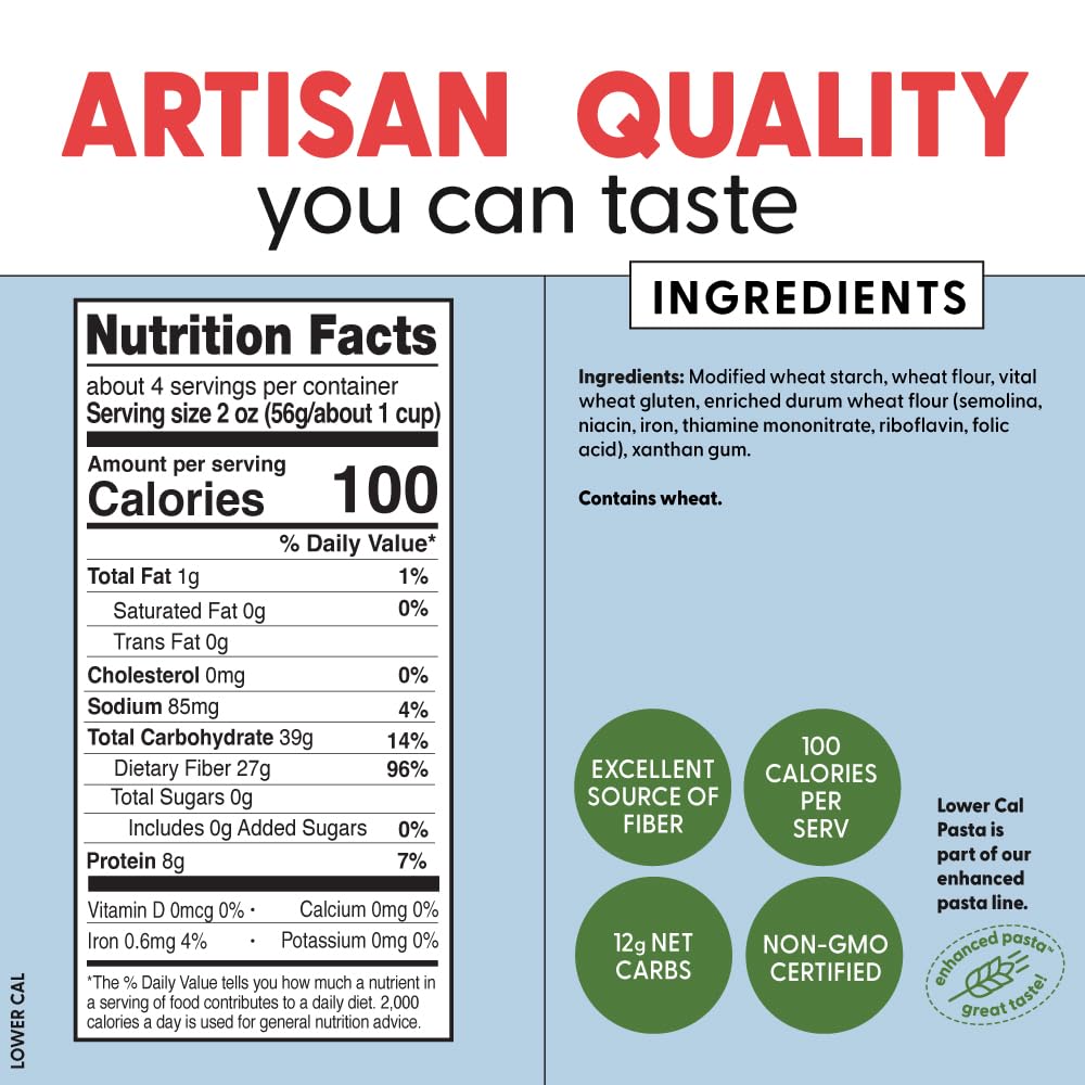 Pastabilities, Lower Calorie Pasta, Variety Pack (Penne & Ruffles) - 100 Calories/Serving, 12g Net Carbs & High Fiber - Deliciou