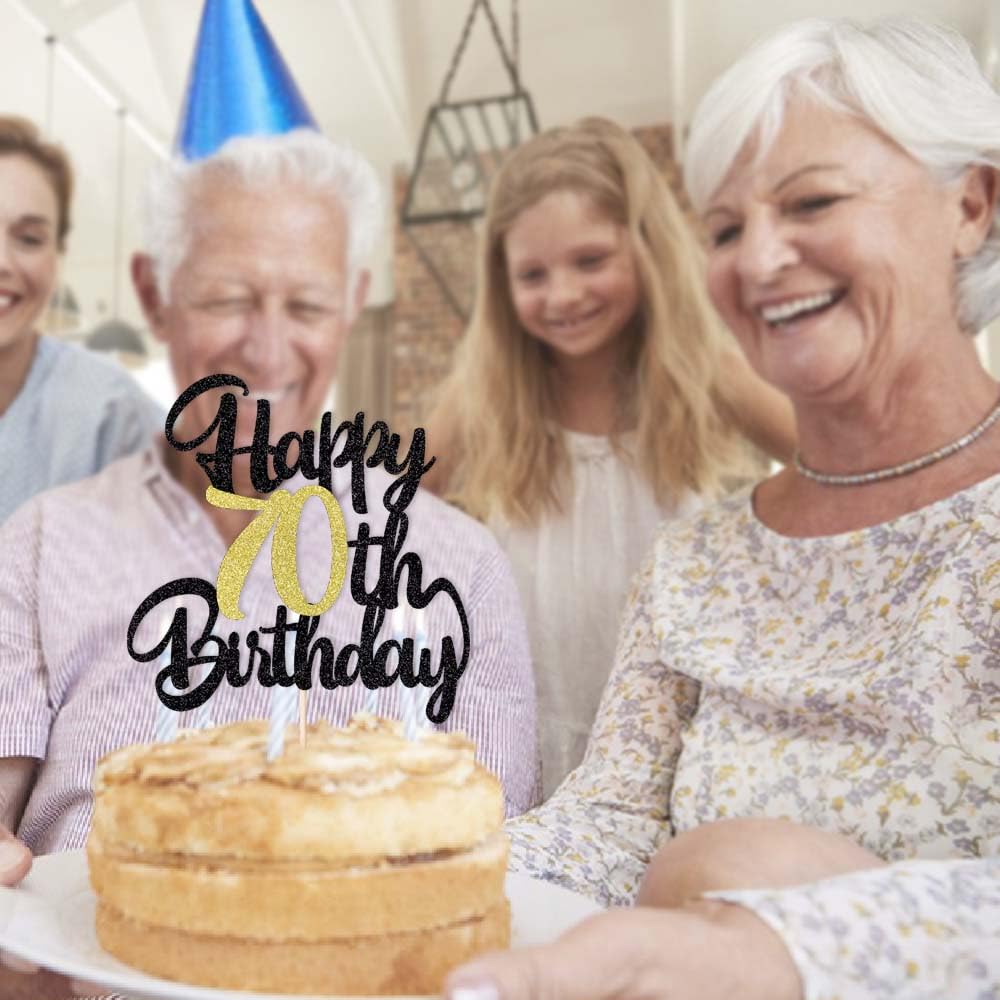 Klionjor 70Th Happy Birthday Cake Topper Happy Birthday Cake Decoration 70Th Birthday Party Decoration Gift Plugin (70)
