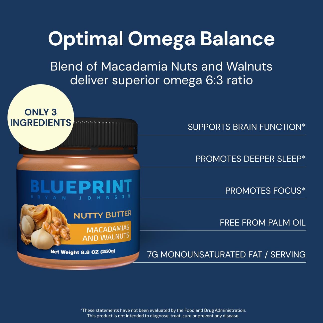Blueprint Bryan Johnson Nutty Butter - Macadamia & Walnut - Keto Snack, 8.8 oz - Vegan, Non-GMO, No Added Sugar