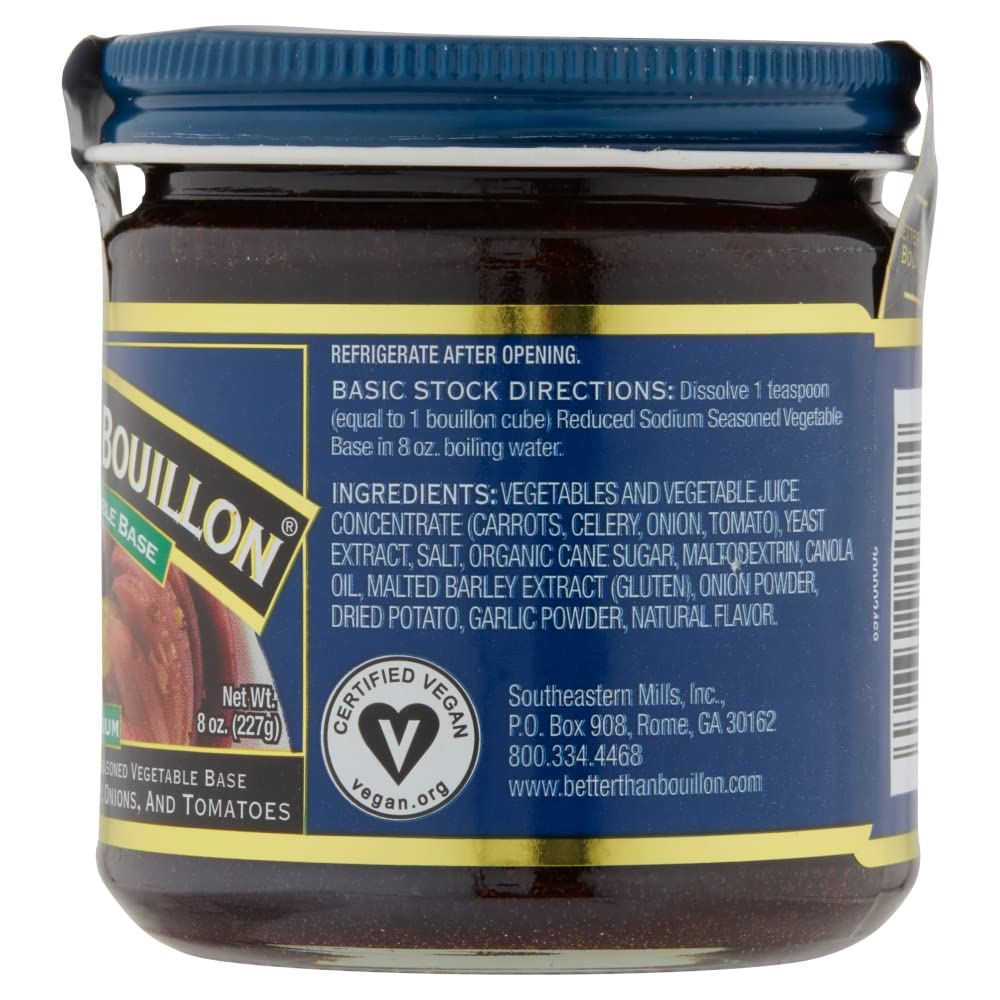 Better Than Bouillon All Natural Reduced Sodium Vegetable Base, Made With Seasoned Vegetables, Makes 9.5 Quarts Of Broth, 38 Servings 8 Ounce (Pack Of 1)