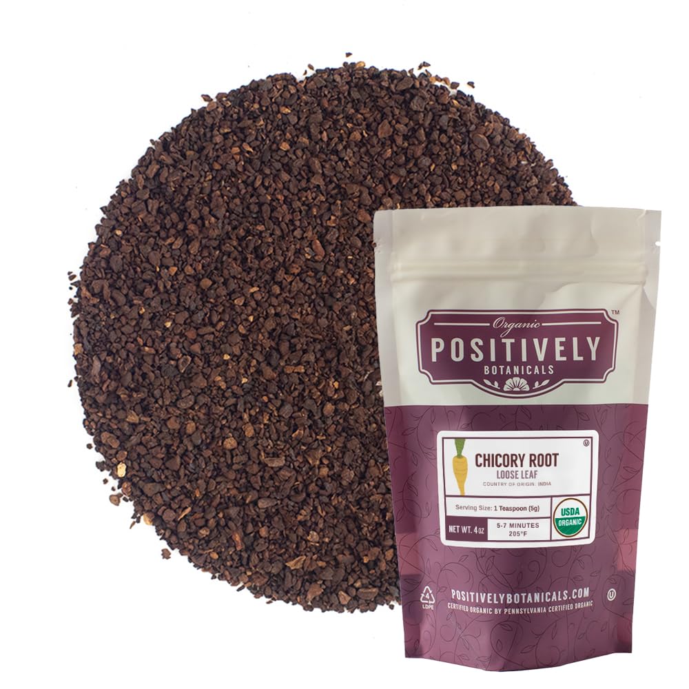 Organic Positively Botanicals Company, Chicory Root,Herbal Tea Loose Leaf Botanical, 4 Ounce
