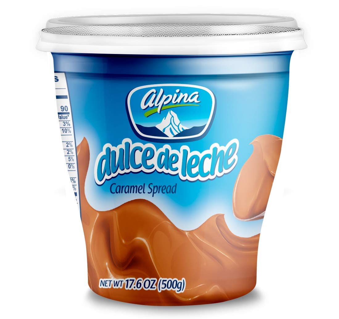 Arequipe Alpina Dulce De Leche (2 Pack). Milk Caramel Sauce Dip For Apples And Desserts - Creamy Consistency As Cajeta - Great For Alfajores, Obleas And Breakfast - 2 Pack X 17,5 Oz Each.