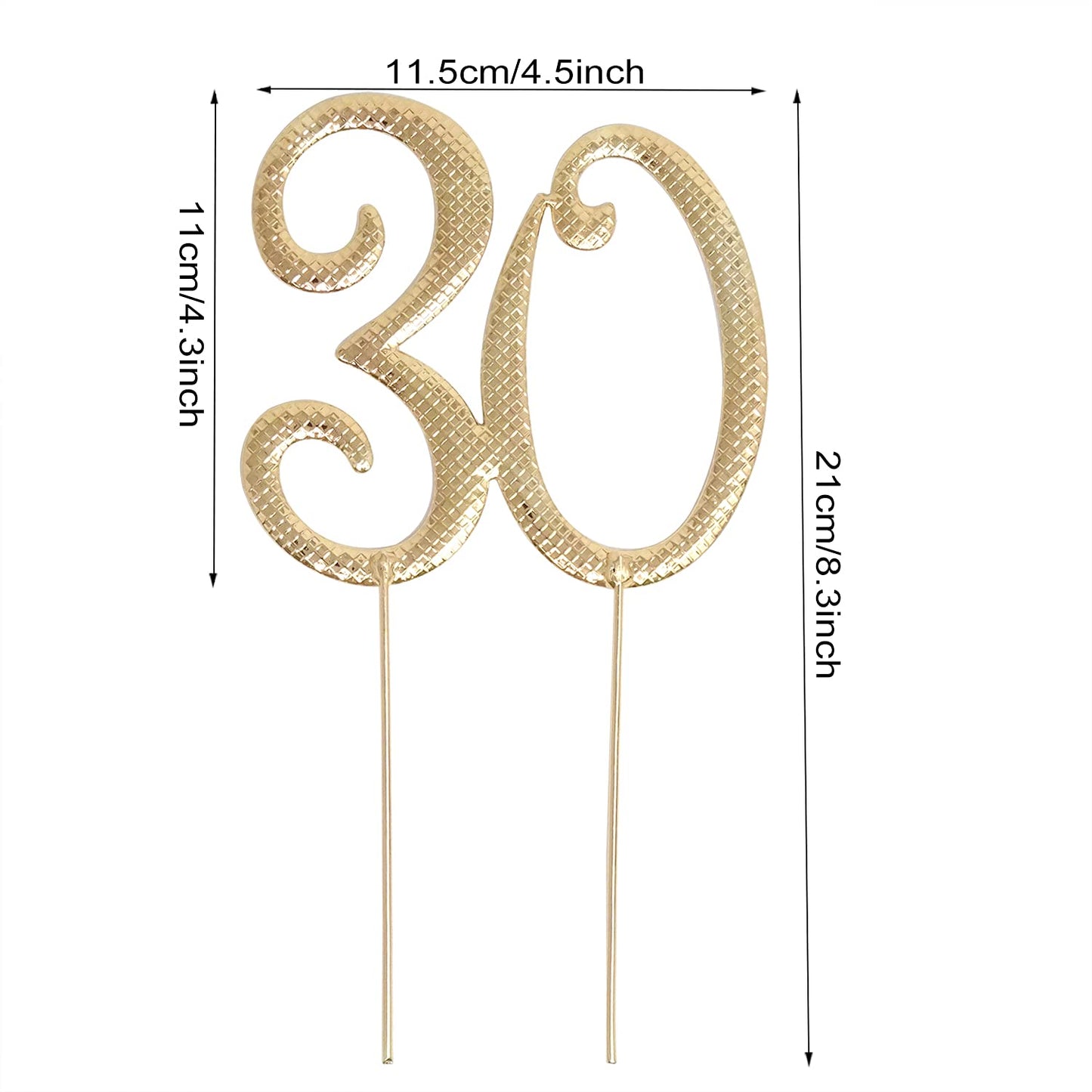 Honbay Cake Topper, Sparkly Crystal Rhinestones Decoration for 30th Birthday or Wedding Anniversary, Gold