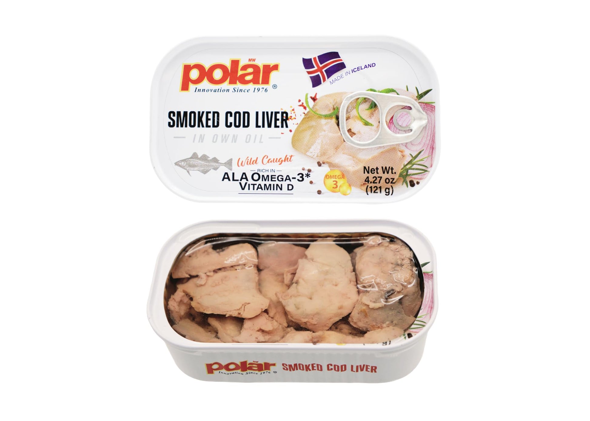 MW Polar Smoked Cod Liver in Oil, Wild-Caught, Omega-3, 4.27 oz, Pack of 12