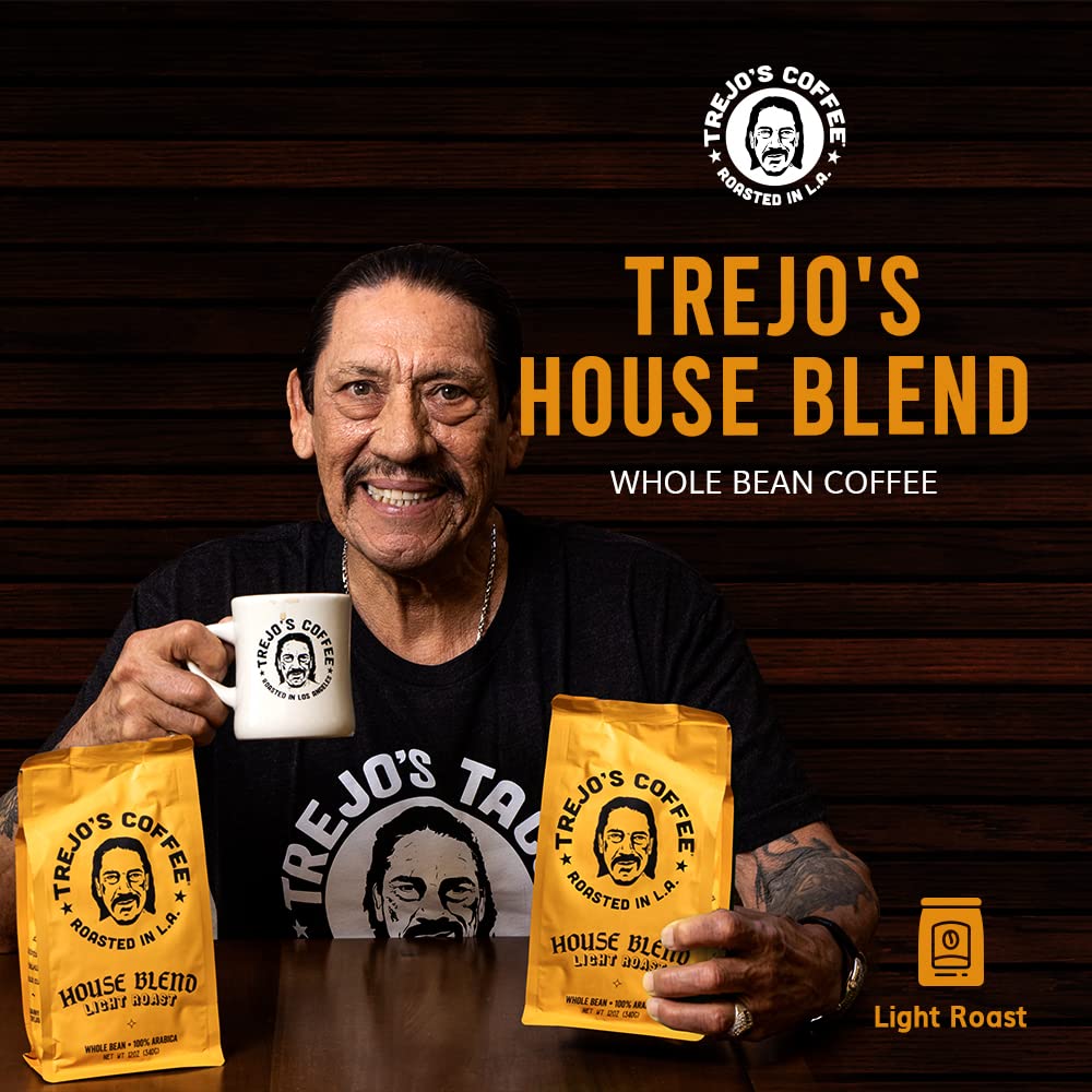 Trejos Tacos Coffee House Blend Light Roast Whole Bean Coffee, 12 Ounce Bag, 100% Arabica