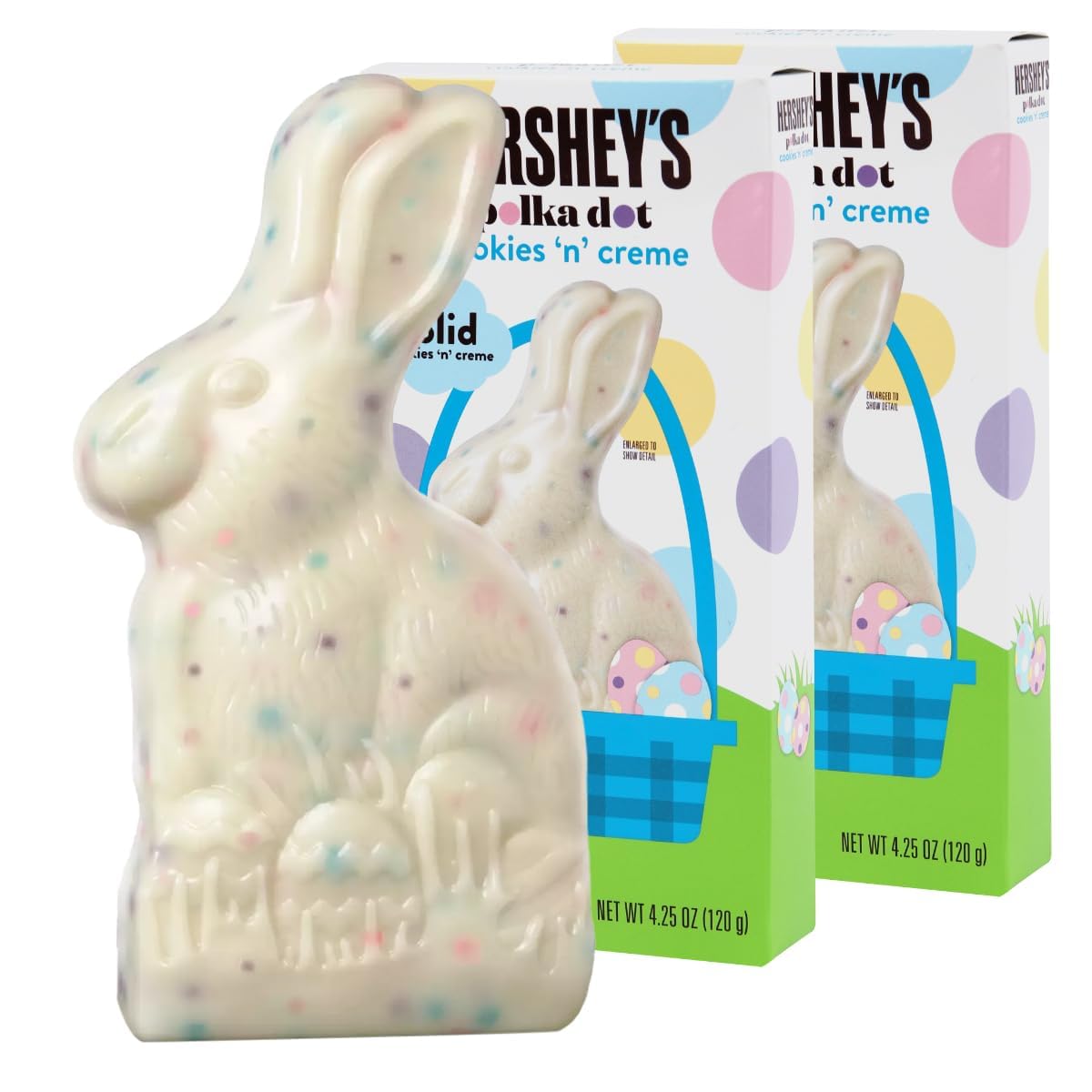 Hershey Chocolate Easter Bunny Candy - Solid Cookie and Cream Easter Bunnies for Egg Hunt Candy & Basket Stuffers - 4.25oz Giant
