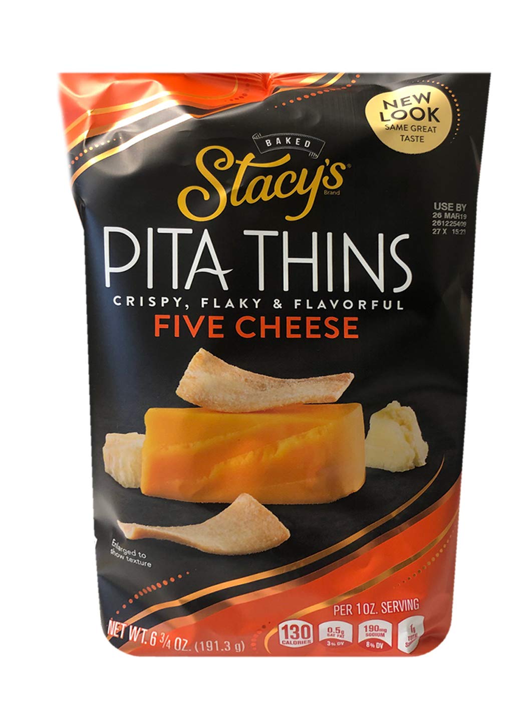 Stacys New Crispy, Flaky & Flavorful Pita Thins Chip 6.5oz, 2 Pack (Five Cheese)