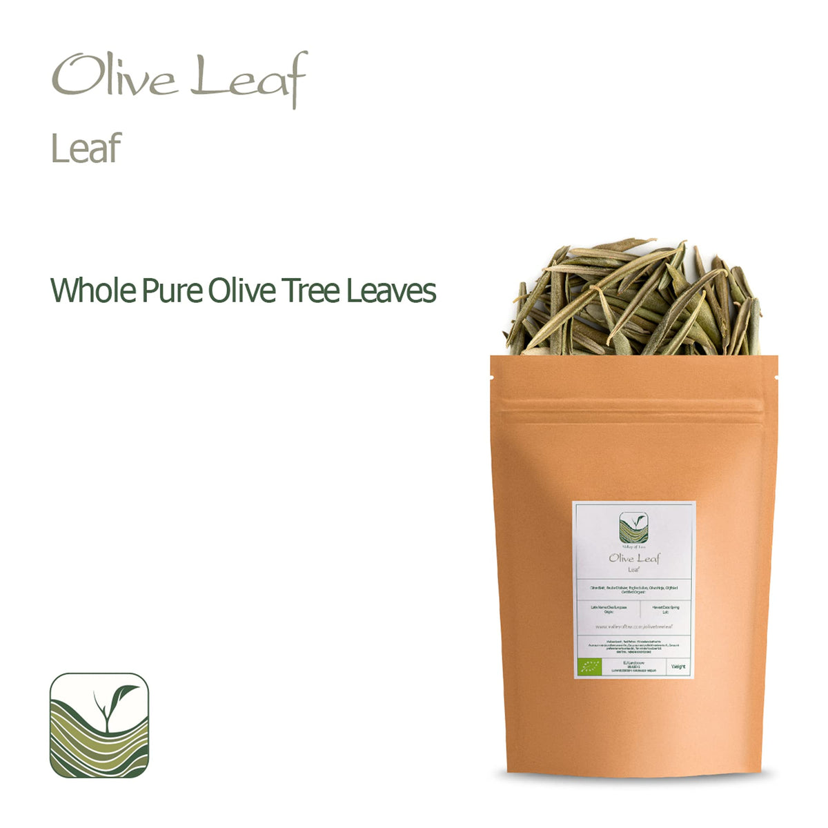 Valley of Tea Olive Leaf Tea - Dried Organic Olive Leaves, 350g
