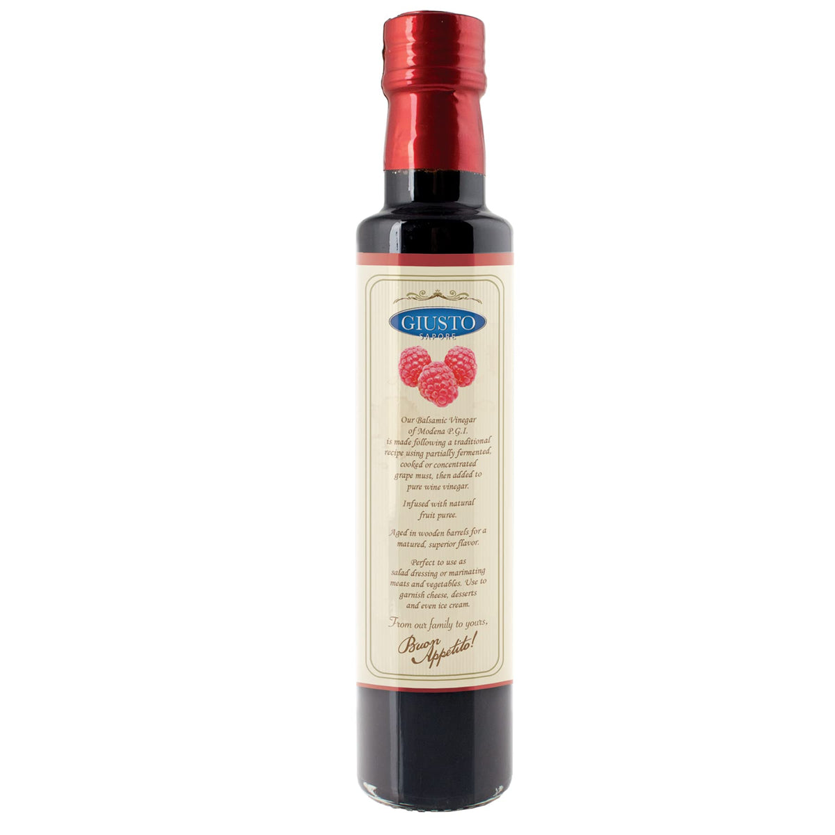 Giusto Sapore Raspberry Balsamic Vinegar - All Natural, 8.5oz, Imported from Italy