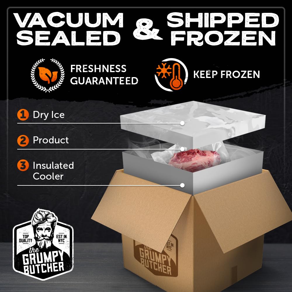 Grumpy Butcher Large Filet Mignon Steak (8 Oz Each, 12 Pack) | Steak House Size Beef Tenderloin Center Cut | Bulk Steak Package