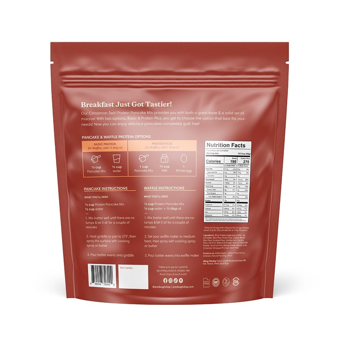 ProDough Buttermilk Pancake and Waffle Mix - Gluten Free, Low Carb, High Protein - 16 Ounce
