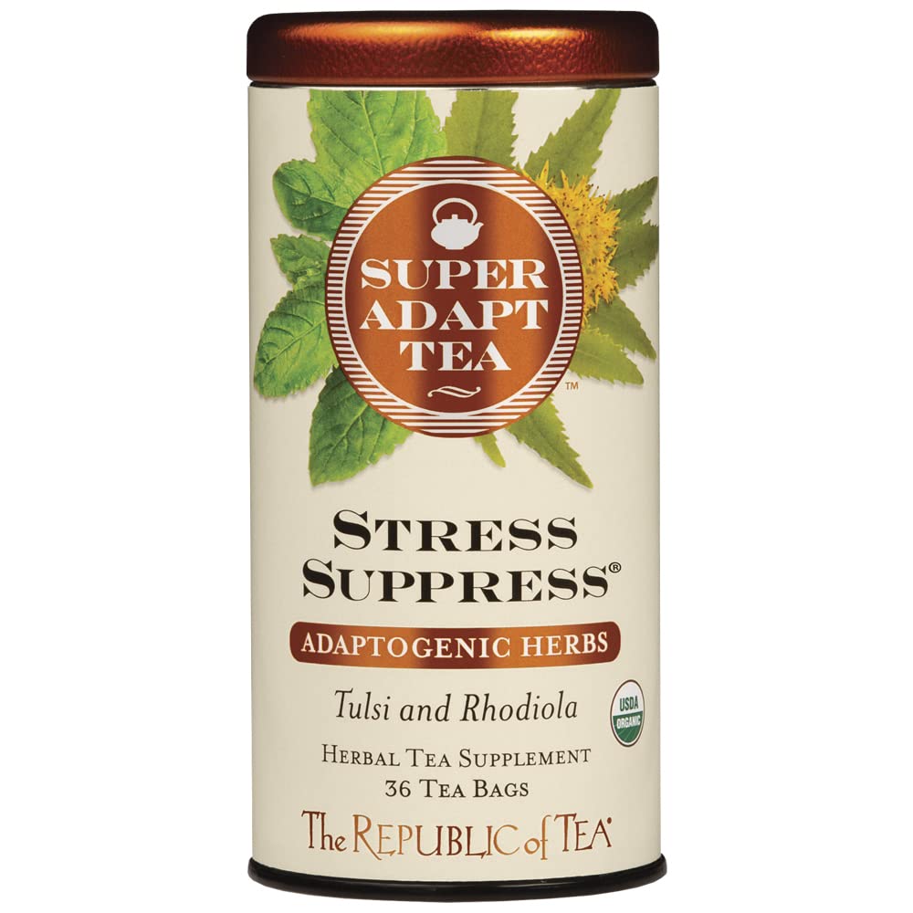 The Republic of Tea Stress Suppress Herbal Tea, Organic, Caffeine Free, Tulsi & Rhodiola, 36 Tea Bags