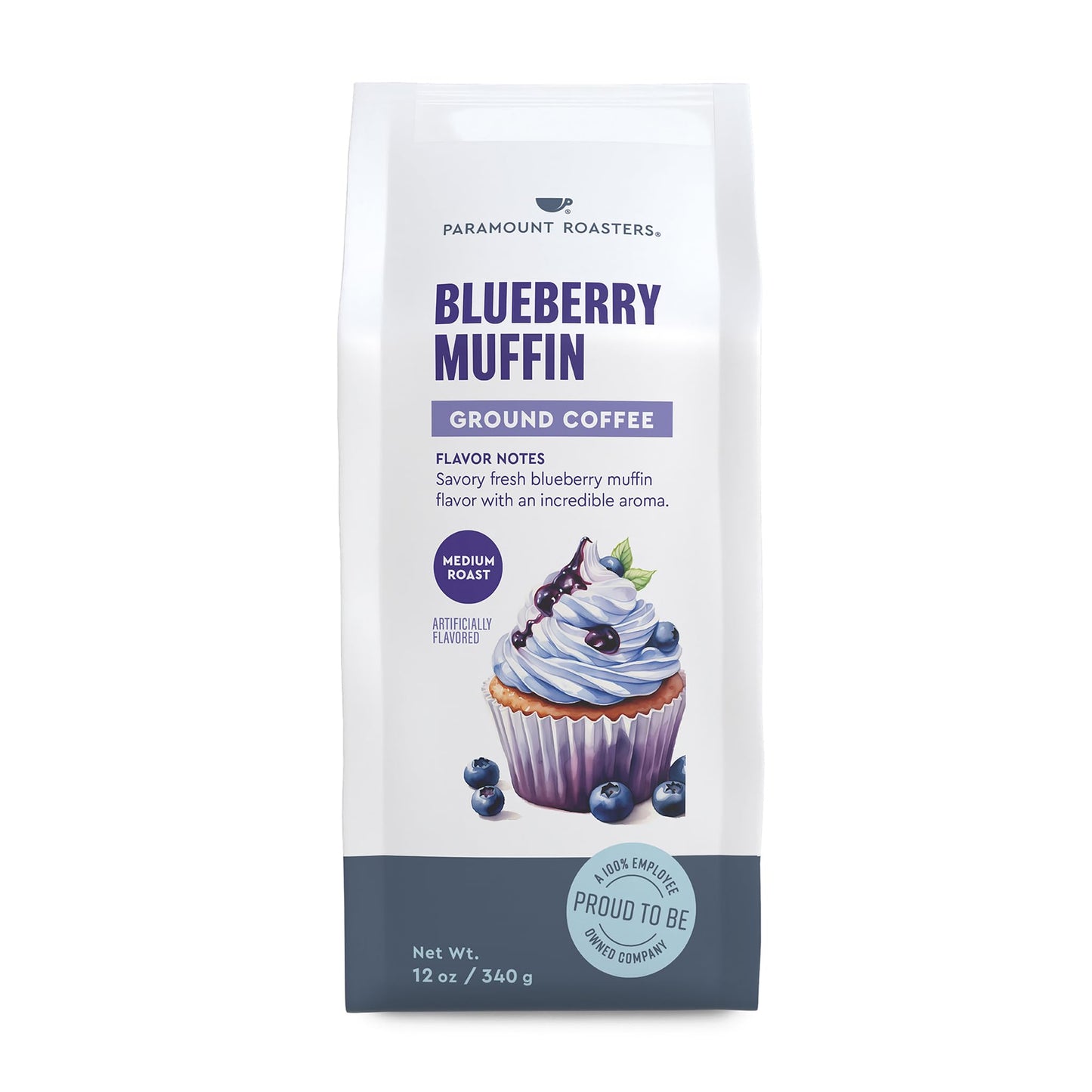 Paramount Roasters Blueberry Muffin Flavored Ground Coffee, Medium Roast, 12 oz