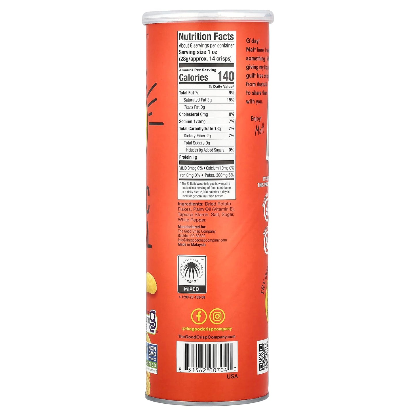 The Good Crisp Company Original, 5.6 Oz