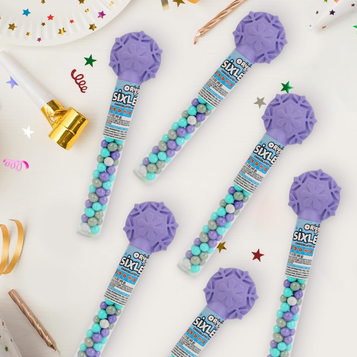 Colorful Chocolate Candy Cane - 4 Canes Of Sixletscandy For Party Favors, Gifts, Candy Buffets, Everyday Snacking, And Seasonal