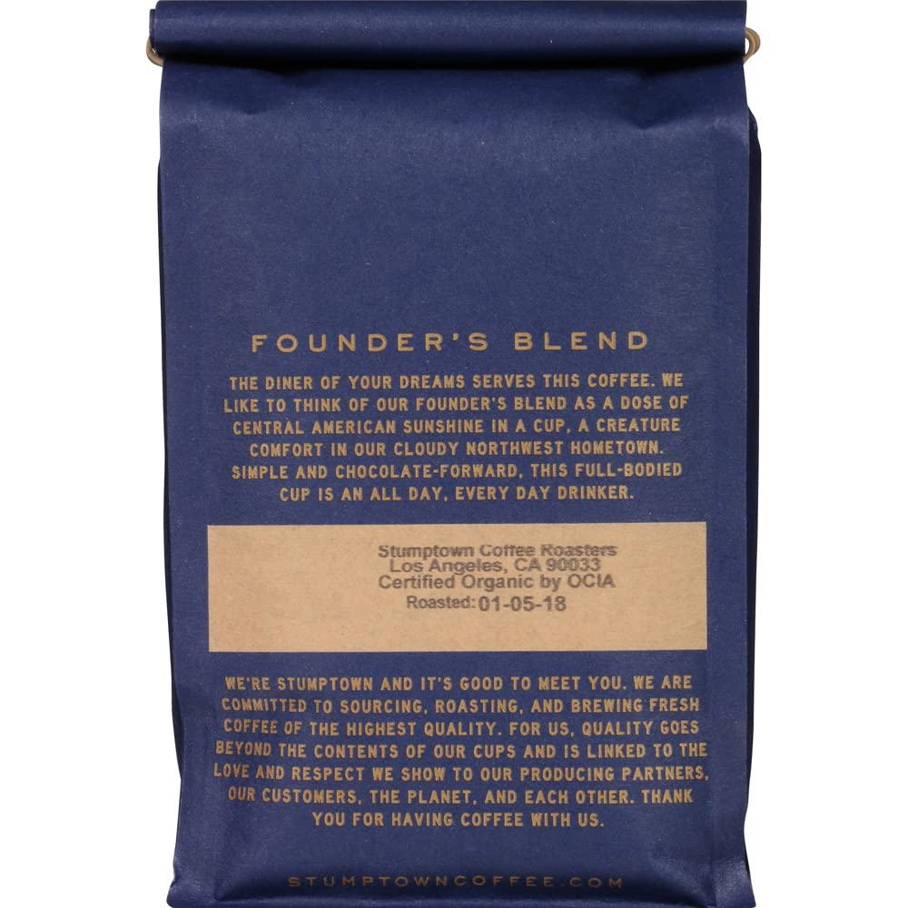 Stumptown Coffee Roasters, Medium Roast Organic Whole Bean Coffee - Founders Blend Bag with Flavor Notes of Vanilla and Cocoa P