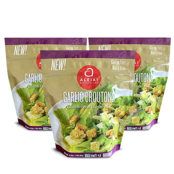 Aleia'S Best. Taste. Ever. Garlic Croutons - 5.5 Oz / 3 Pack - Seasoned Croutons For Salads And Soups, Gluten-Free, Dairy-Free, Soy-Free, Low Sodium, No Msg, No Preservatives, Kosher