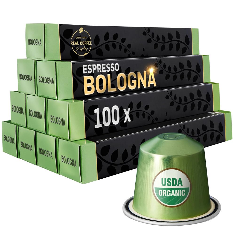 REAL COFFEE Organic Italian Espresso for Nespresso, 100 Aluminum Capsules, Eco-Friendly Medium Roast, Fairtrade
