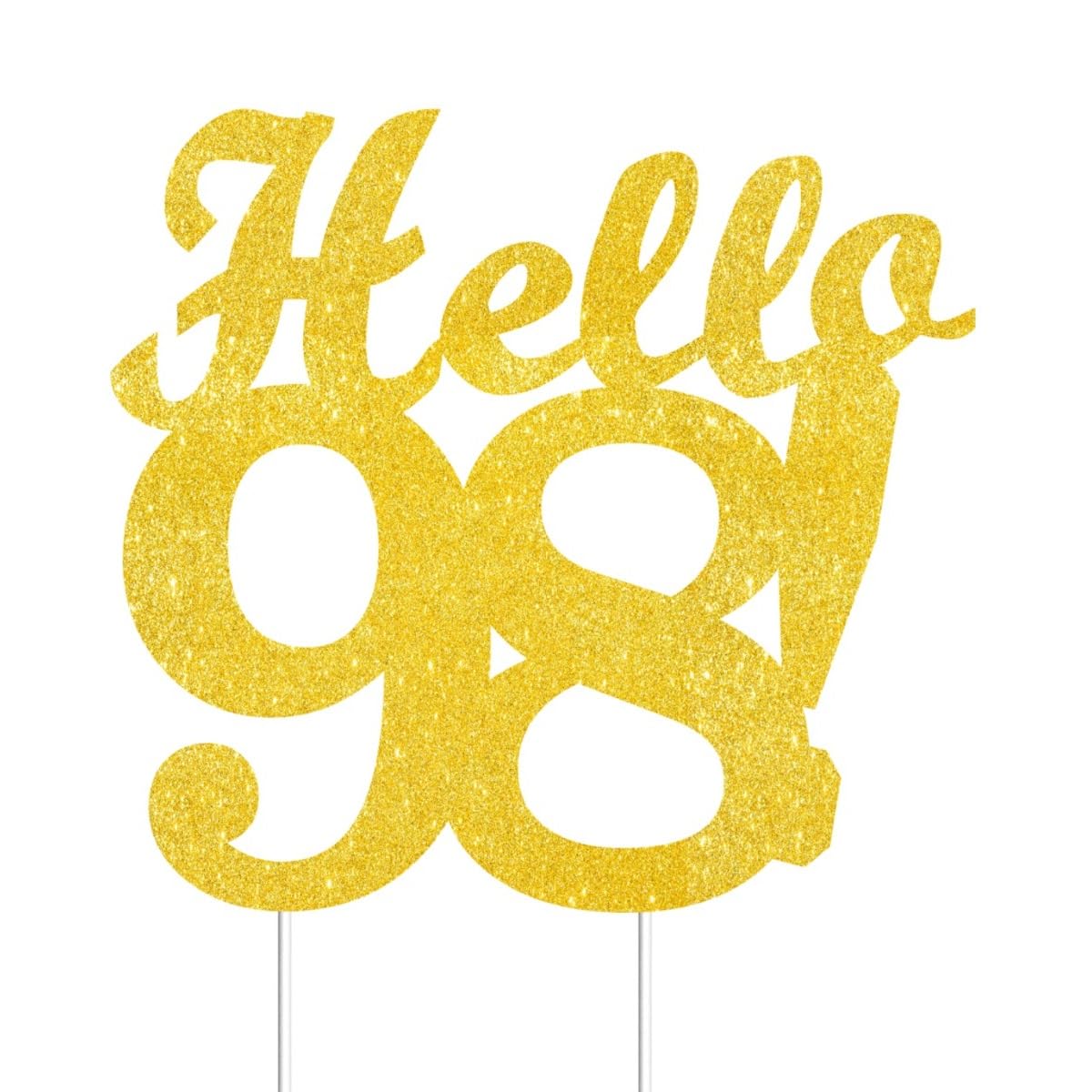 Hello 98 Cake Toppers Gold Glitter  Happy 98Th Birthday Cake Decorations Cheers To 98 Years Party Decor  Ninety-Eight Year Old Theme Birthday Anniversary Party Supplies