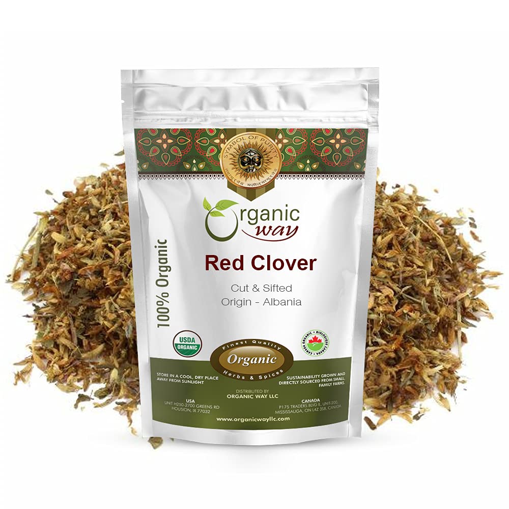 Organic Way Red Clover Flower Cut & Sifted (Trifolium Pratense) Herbal Tea | European Wild-Harvest | Organic & Kosher Certified
