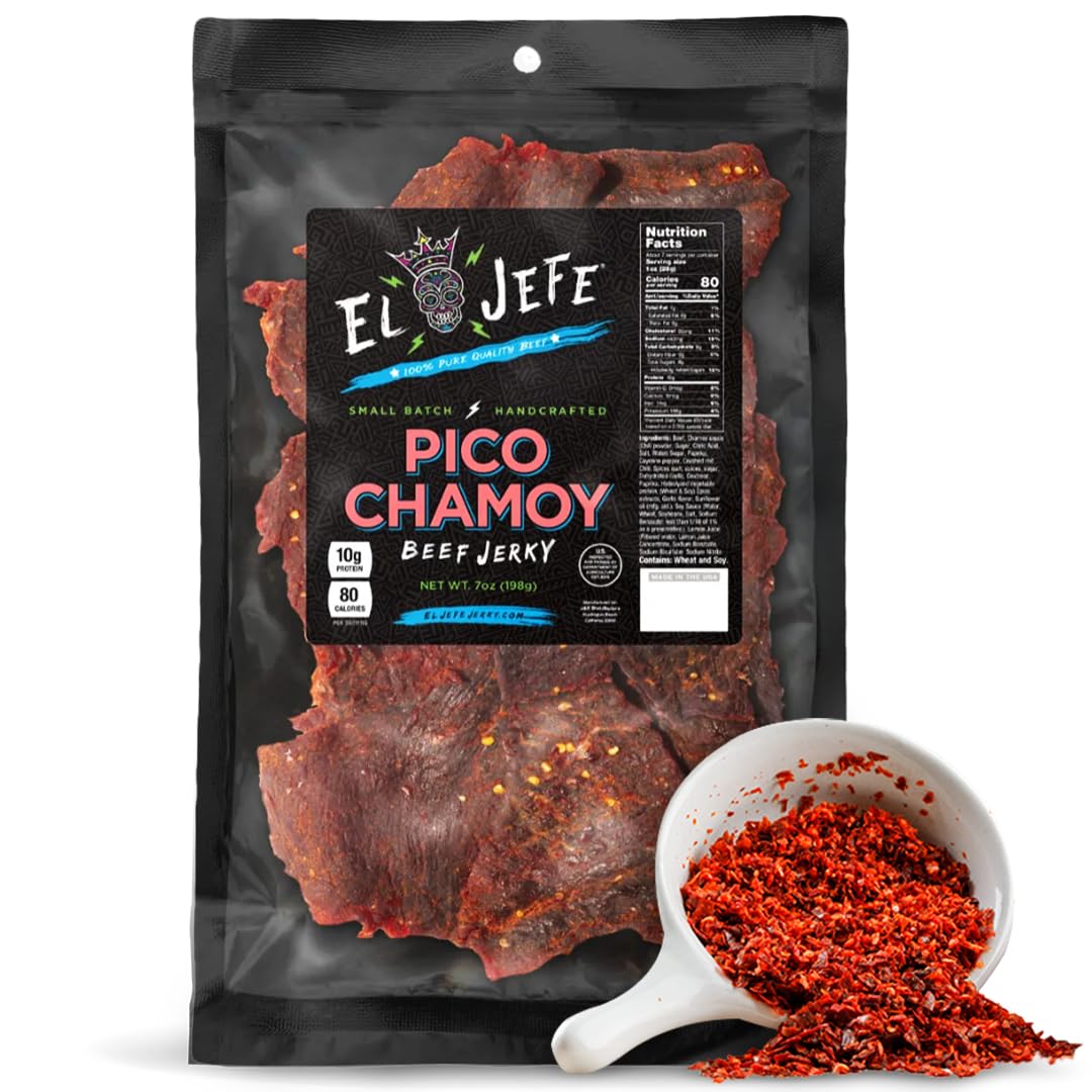 El Jefe Pico Chamoy Beef Jerky - Hand Crafted Small Batch Mexican Style Hispanic Slab Jerky - Bold & Authentic Flavor for Snacki