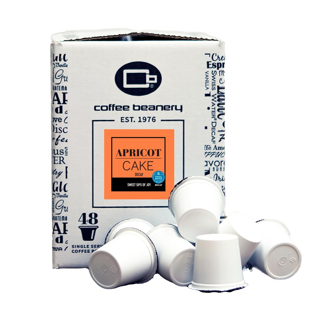 Coffee Beanery Apricot Cake Decaf Coffee Pods, Medium Roast, 96 Count
