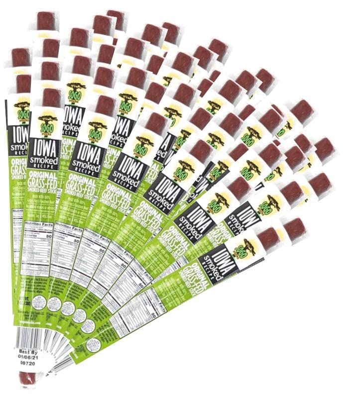 Sogo Snacks Sugar Free Beef Jerky, Non-GMO Grass Fed Beef Sticks, Paleo, Keto Snack, 1 Ounce (Pack of 144)