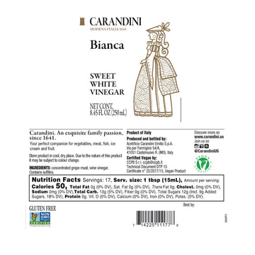 Carandini Bianca Sweet White Vinegar - Italian Balsamic-Style, 8.45 fl oz (Pack of 2)