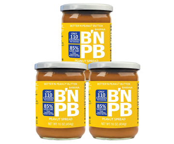 Better’n Peanut Butter Low Fat Banana Peanut Butter Spread, Creamy, Gluten Free, Dairy Free, Non GMO, 3 Pack of 16 oz Glass Jars