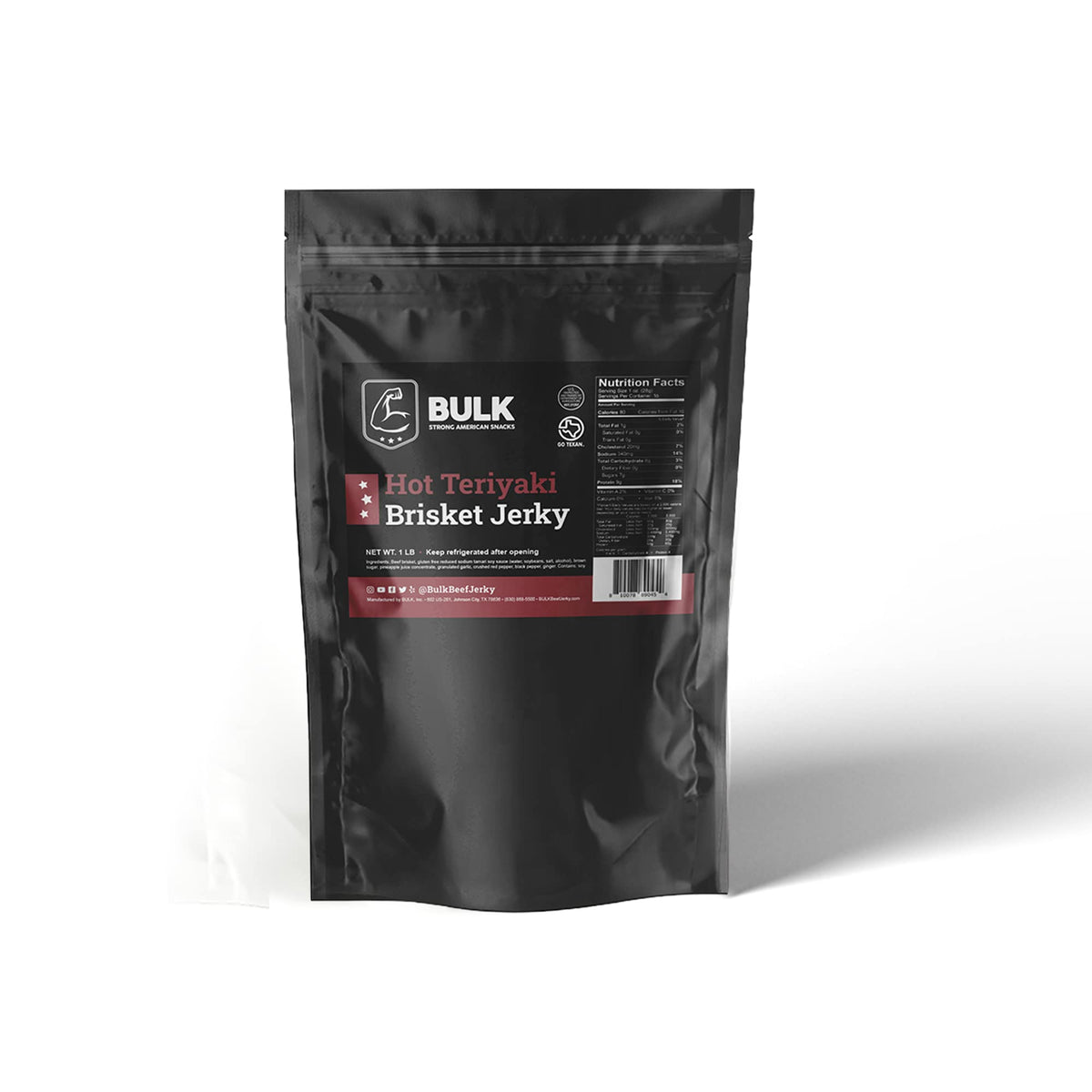 Bulk Brisket Jerky Hot Teriyaki 1 Pound - All Natural Gluten Free
