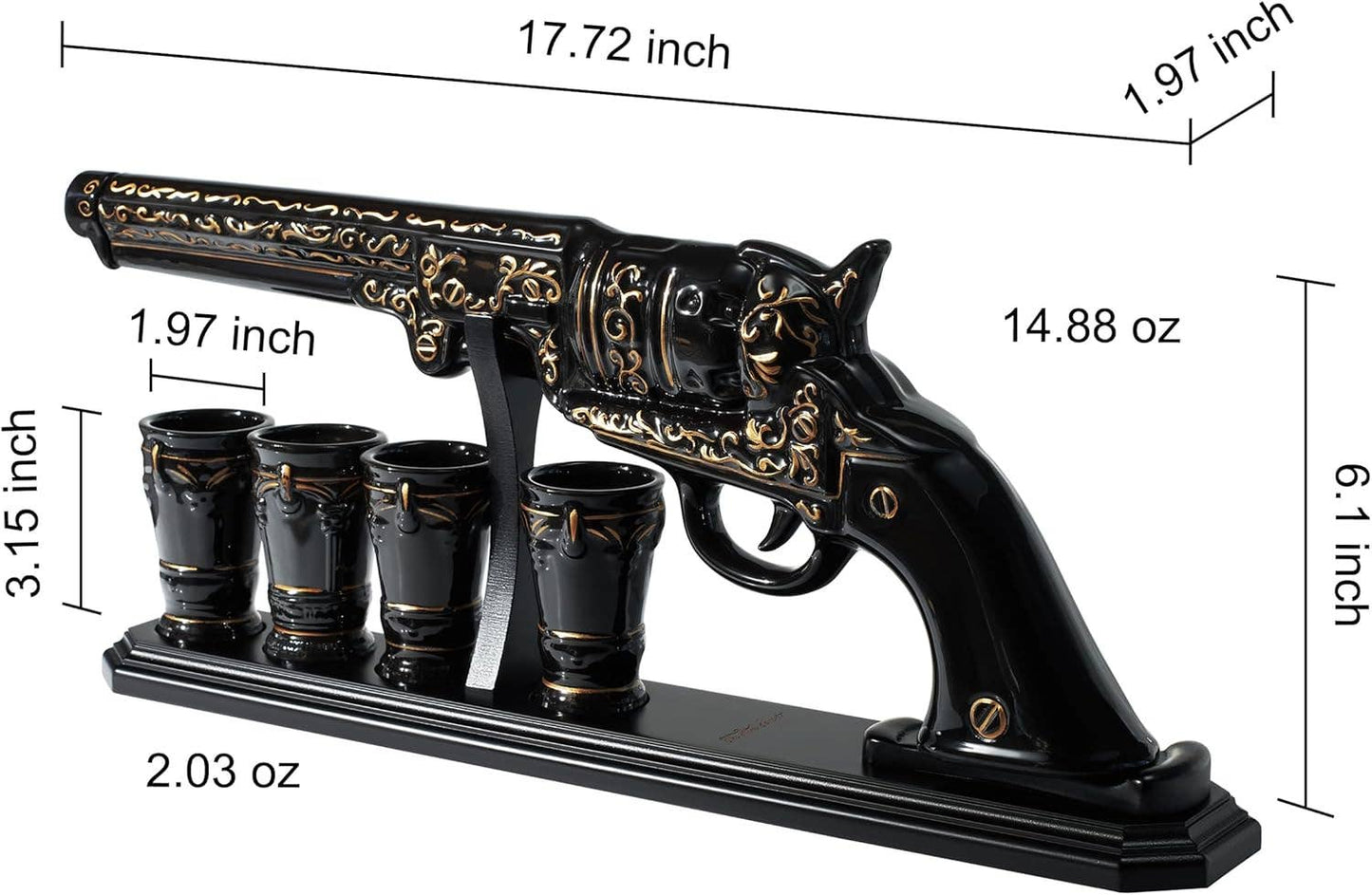 Gun Whiskey Decanter & Bullet Shot Glass Set