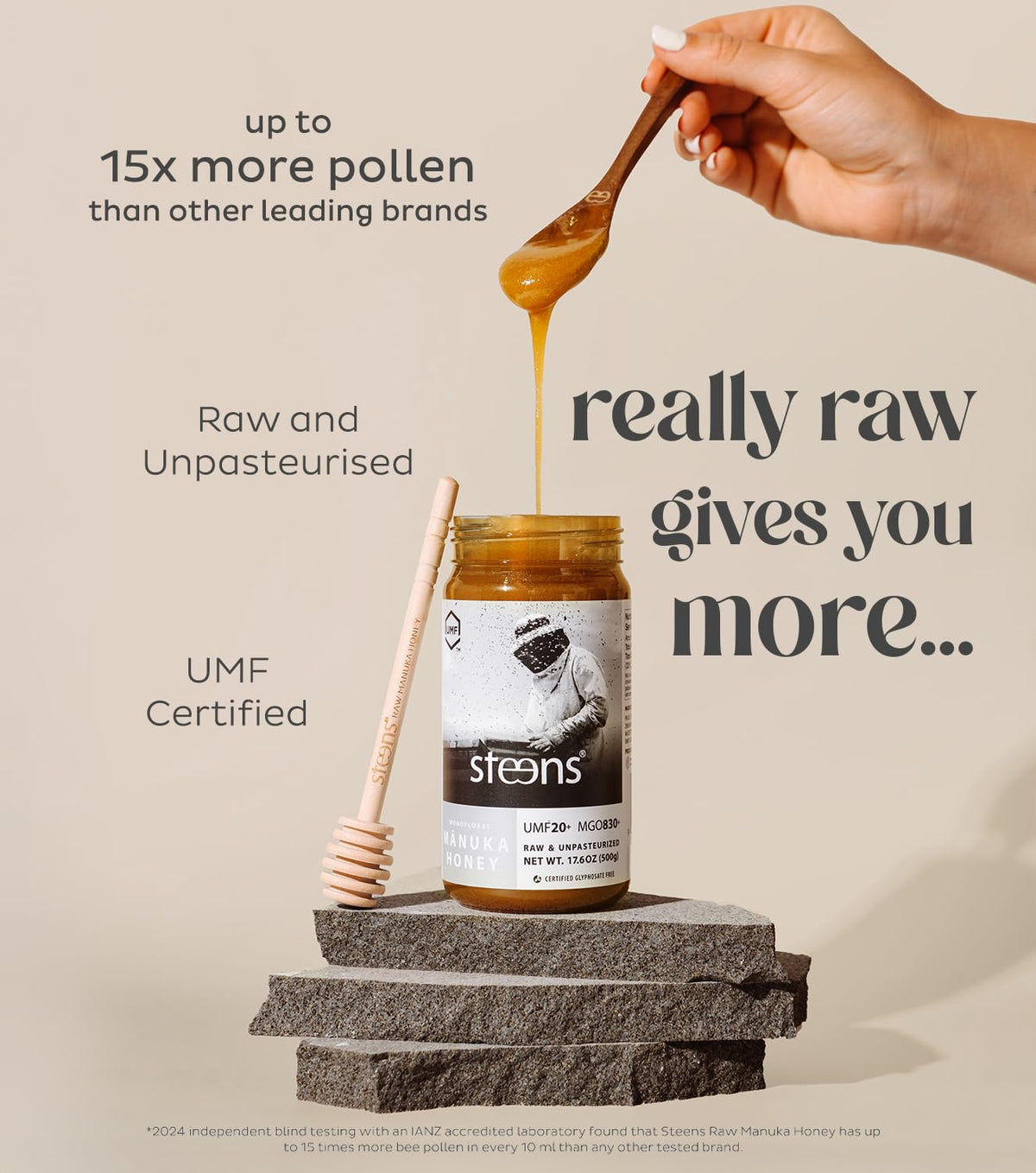 Steens Manuka Honey - MGO 830+ - Pure & Raw 100% Certified UMF 20+ Manuka Honey - Bottled and Sealed in New Zealand - 17.6 Ounce