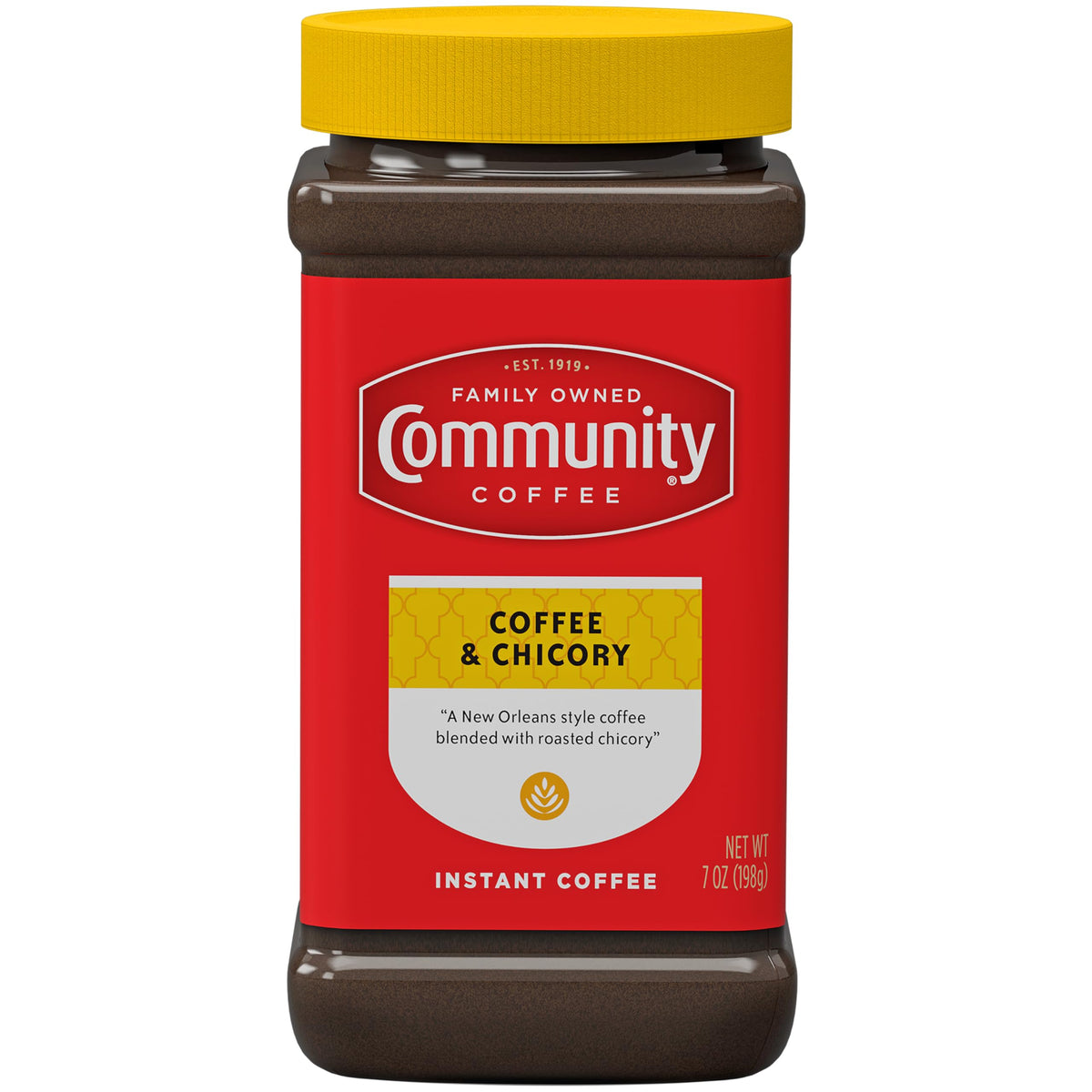 Community Coffee Instant Coffee and Chicory, Medium Dark Roast, 7 Ounce Jar (Pack of 4)