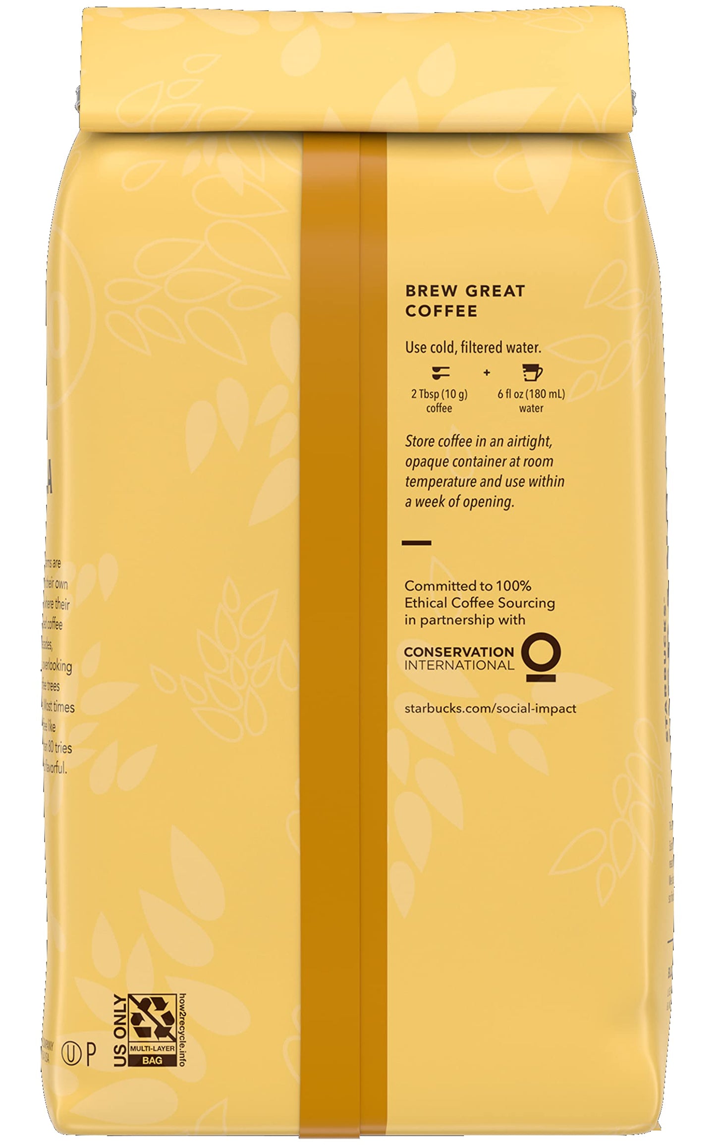 Starbucks Veranda Blend Coffee, Blonde Roast Ground Coffee, Made with 100% Arabica Coffee, FlavorLock Packaging for Fresh Flavor