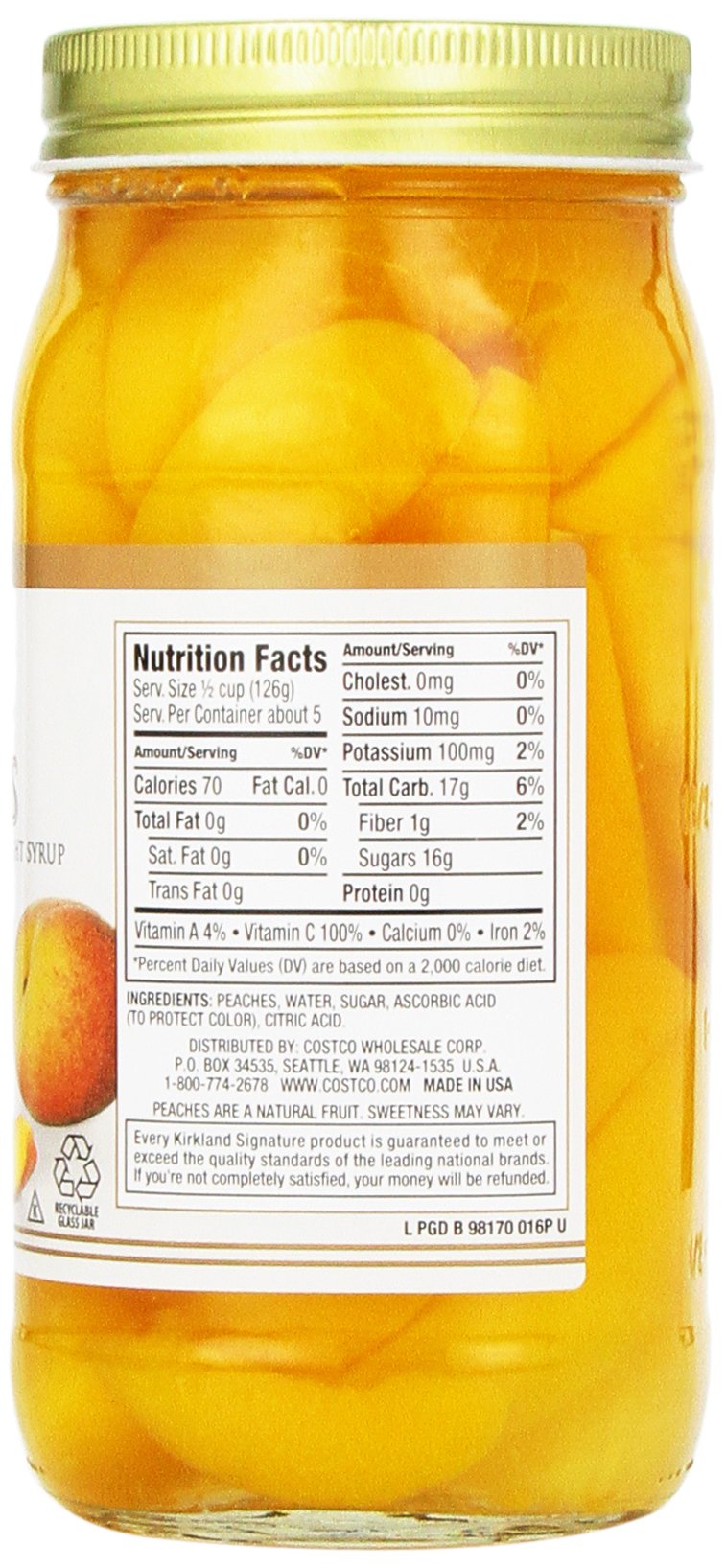 Kirkland Sliced Peaches, Pack of 4, 24 Ounce Each - Delicious and Nutritious Fruit Snack
