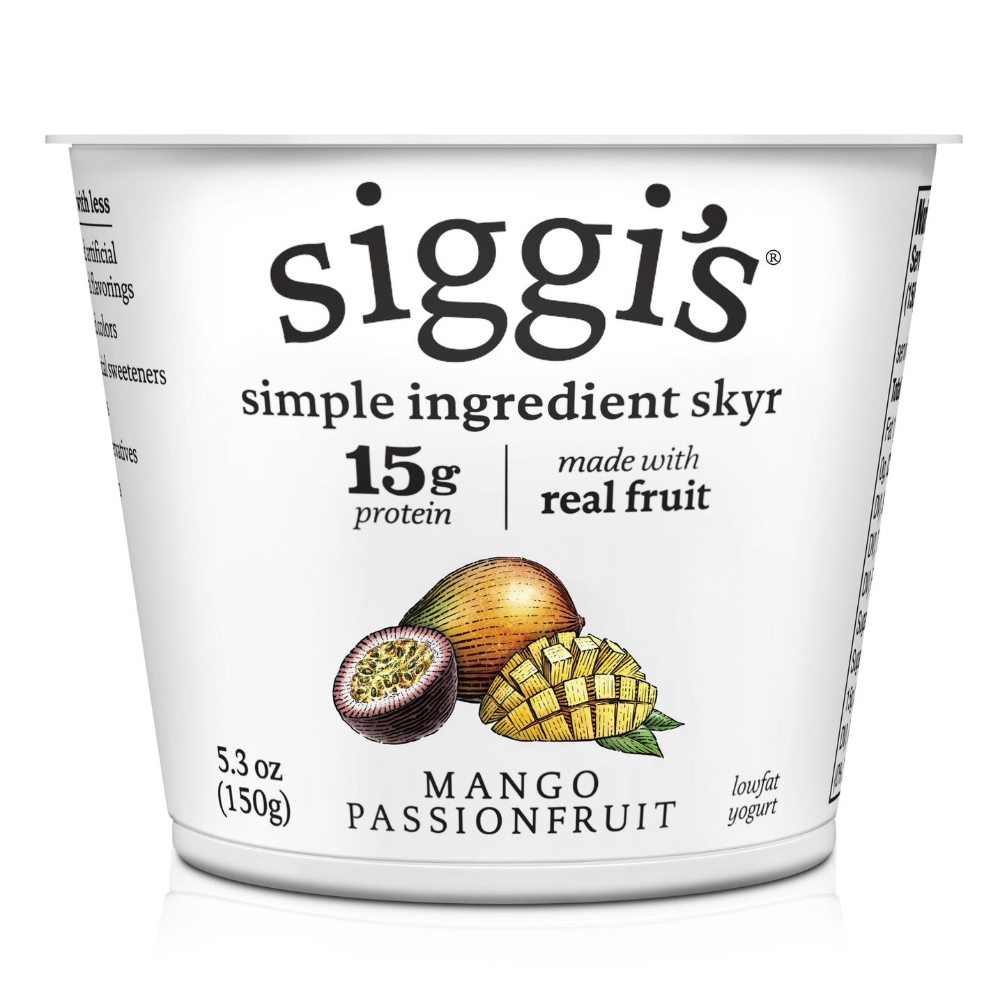 siggis Icelandic Strained Lowfat Yogurt, Mango Passionfruit, 5.3 oz., Single Serve Cup