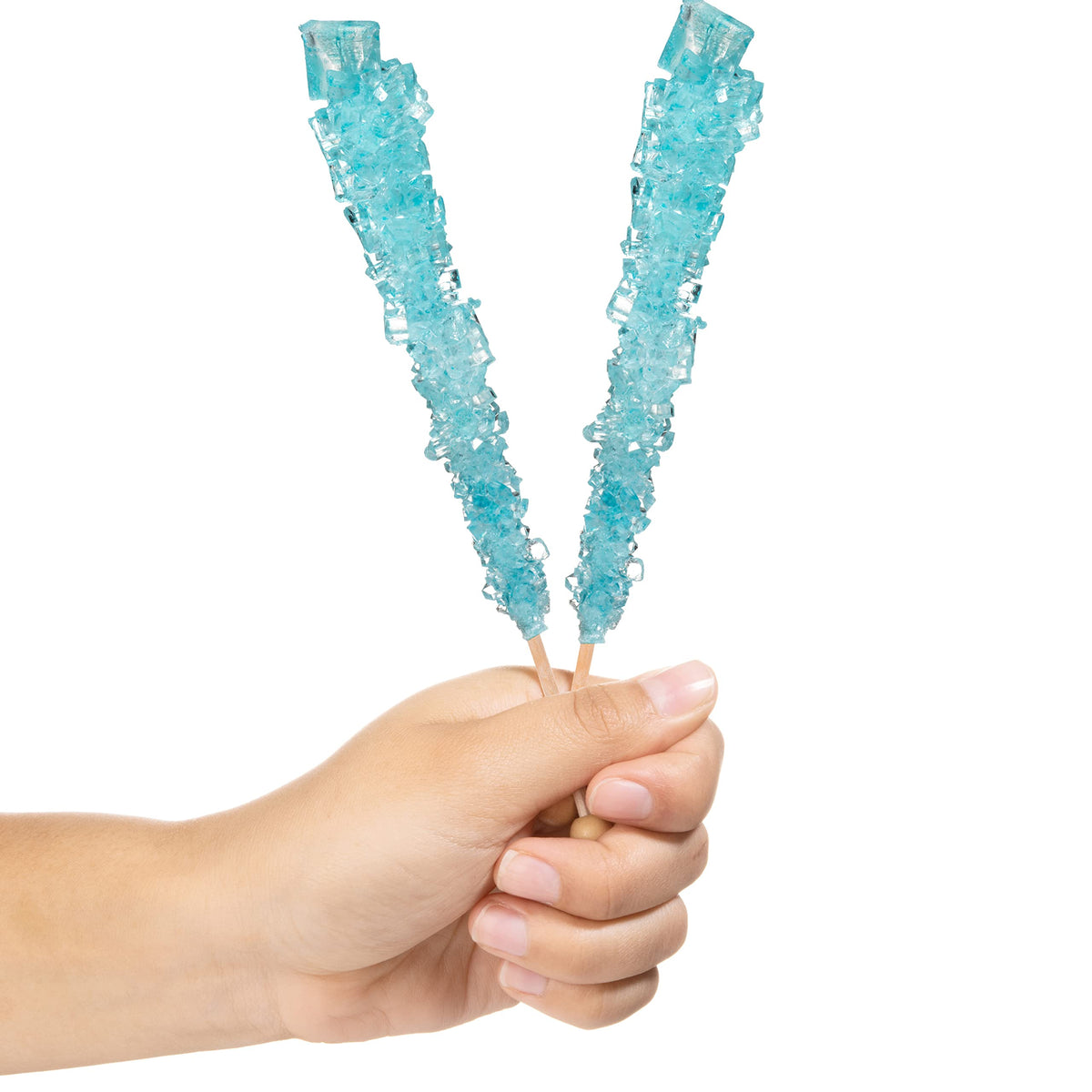 Light Blue Rock Candy Sugar Sticks - Cotton Candy Flavored - 12 Individually Wrapped Party Favors