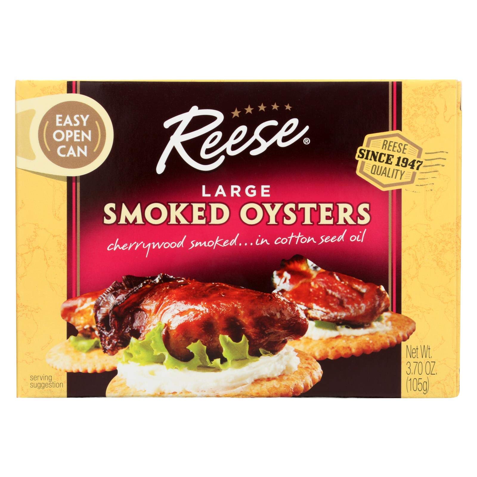 Reese Oysters - Rich Flavor - Colossal - 3.7 Oz - Case Of 10