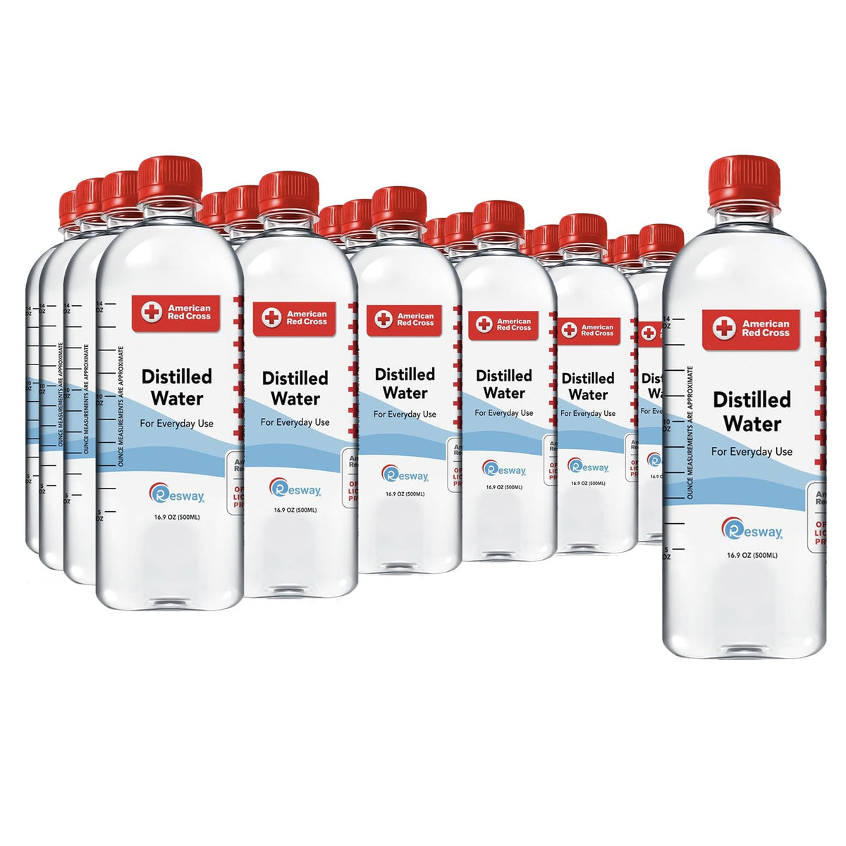 Resway American Red Cross Distilled Water 16.9 Fl.Oz. | General Multi-Use | Purified Distilled Water For Drinking, Baby Formula,